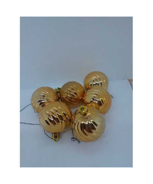 Set 6 globuri din plastic pentru Craciun culoare auriu