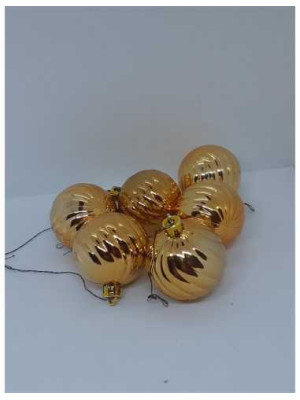 Set 6 globuri din plastic pentru Craciun culoare auriu 2