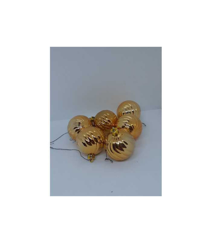 Set 6 globuri din plastic pentru Craciun culoare auriu