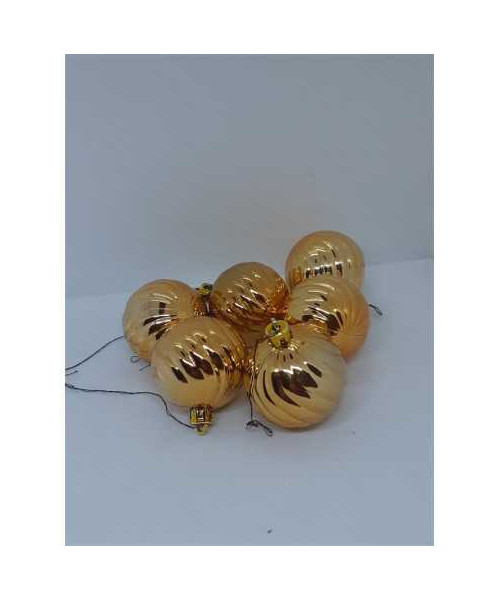 Set 6 globuri din plastic pentru Craciun culoare auriu