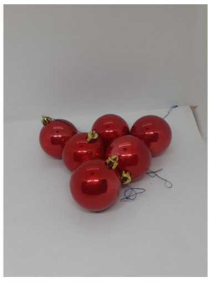 Set 6 globuri din plastic pentru Craciun culoare rosu