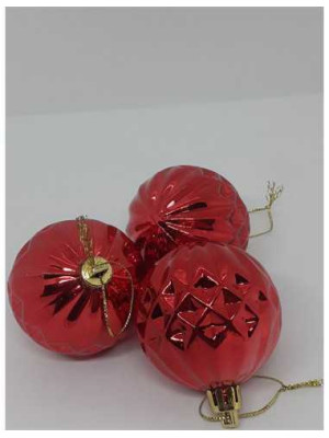 Set 3 globuri din plastic pentru Craciun cu model in relief