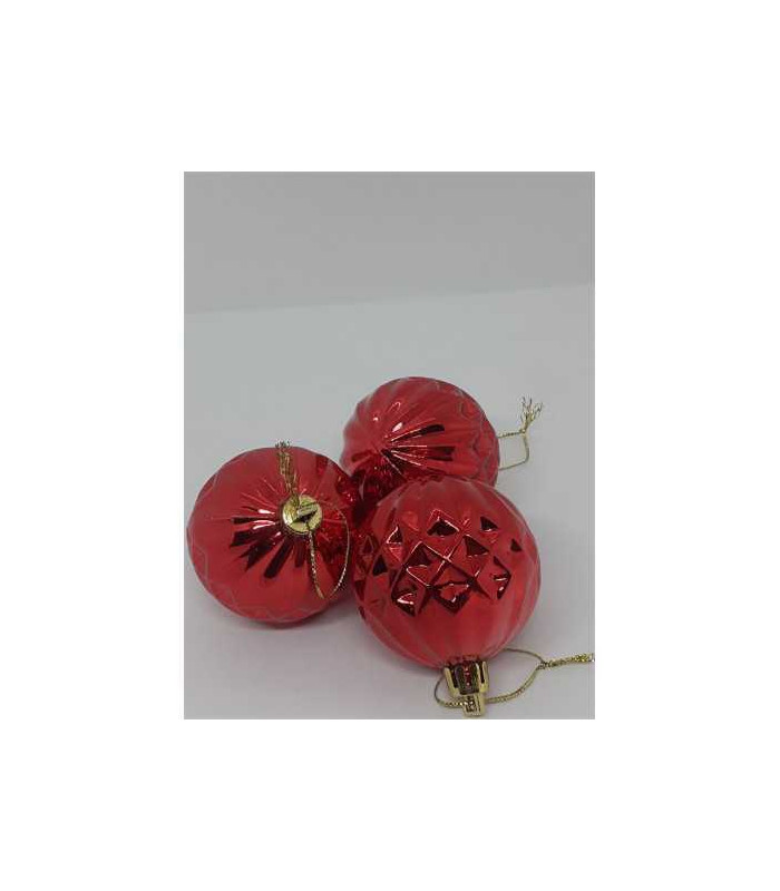 Set 3 globuri din plastic pentru Craciun cu model in relief