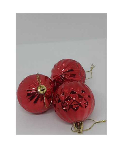 Set 3 globuri din plastic pentru Craciun cu model in relief