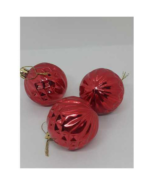 Set 3 globuri din plastic pentru Craciun cu model in relief