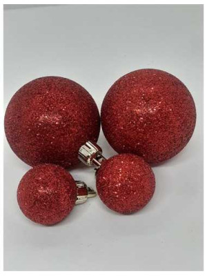 Set 4 globuri din plastic cu sclipici pentru Craciun