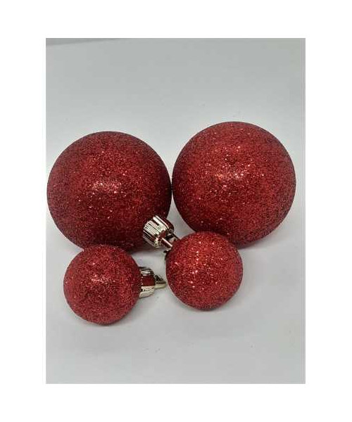 Set 4 globuri din plastic cu sclipici pentru Craciun