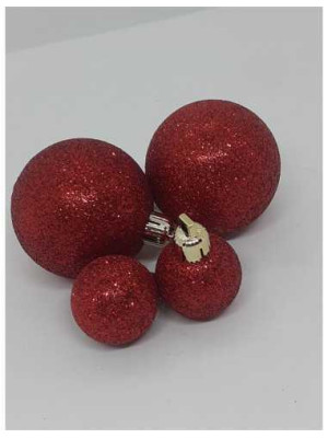 Set 4 globuri din plastic cu sclipici pentru Craciun 2
