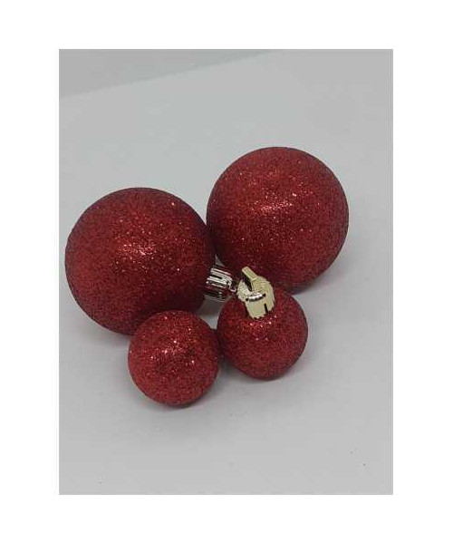 Set 4 globuri din plastic cu sclipici pentru Craciun