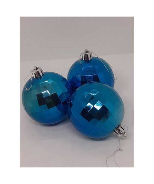 Set 3 globuri din plastic culoare albastru pentru Craciun