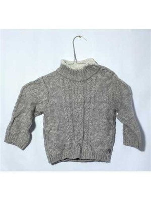 Puloveras fetite tricotat cu maneca lunga si guler Obaibi