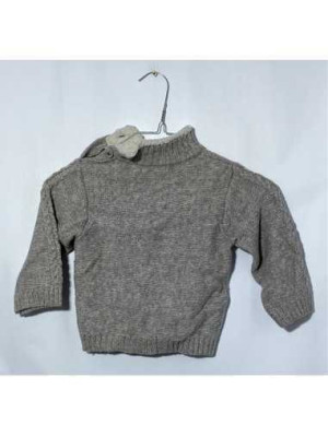 Puloveras fetite tricotat cu maneca lunga si guler Obaibi 2