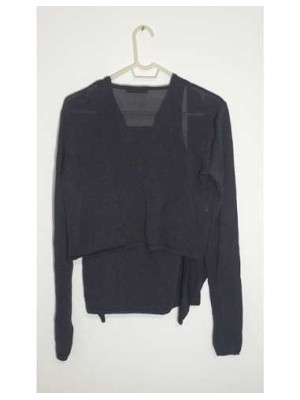 Compleu dama doua piese pulover si maieu cu fir metalizat culoare argintiu 2