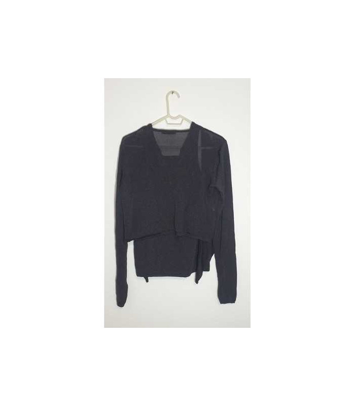 Compleu dama doua piese pulover si maieu cu fir metalizat culoare argintiu