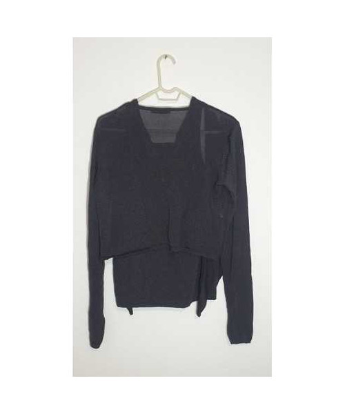 Compleu dama doua piese pulover si maieu cu fir metalizat culoare argintiu