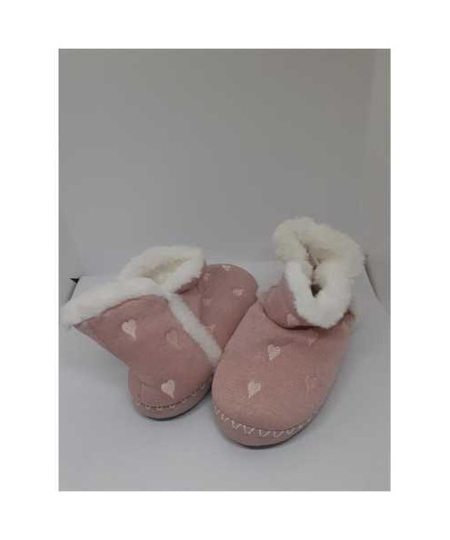 Botosi caldurosi de casa pentru fetite model cu inimioare marime 34