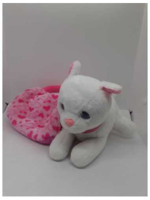 Catelus de plus alb cu gentuta roz 25 cm 2