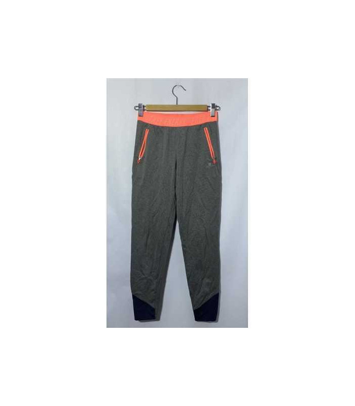 Colanti sport fetite Domyos gri cu banda elastica roz