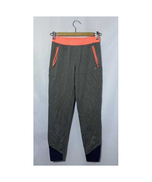 Colanti sport fetite Domyos gri cu banda elastica roz