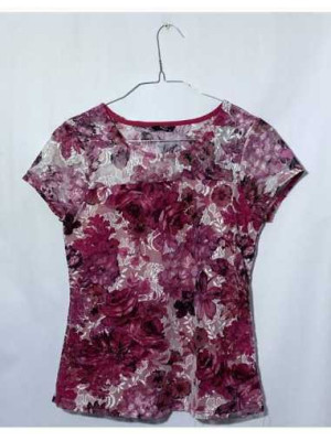 Tricou din dantela roz cu model cu floricele M&Co