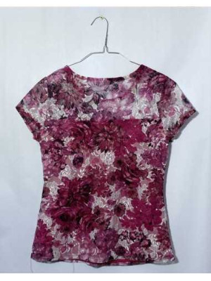 Tricou din dantela roz cu model cu floricele M&Co 2