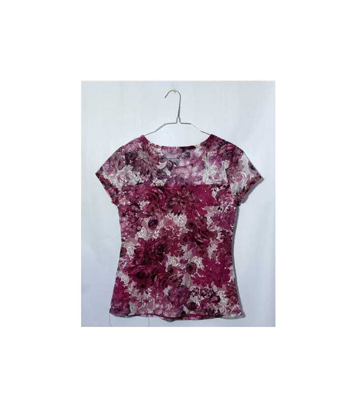 Tricou din dantela roz cu model cu floricele M&Co