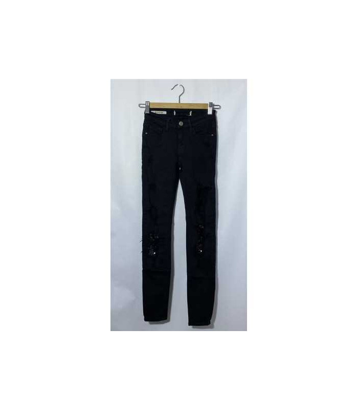 Blugi negrii fetite cu rupturi cu paiete