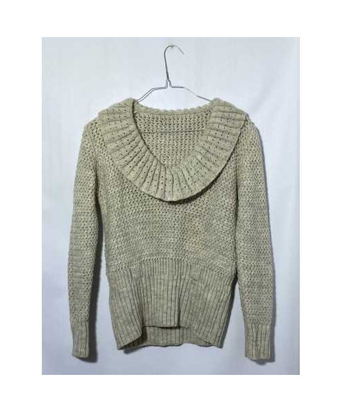 Pulover dama cu detaliu guler la gat tricotat Droza