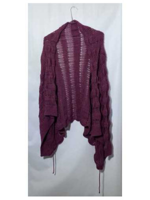 Pulover dama tricotat mov cu snur si maneca lunga