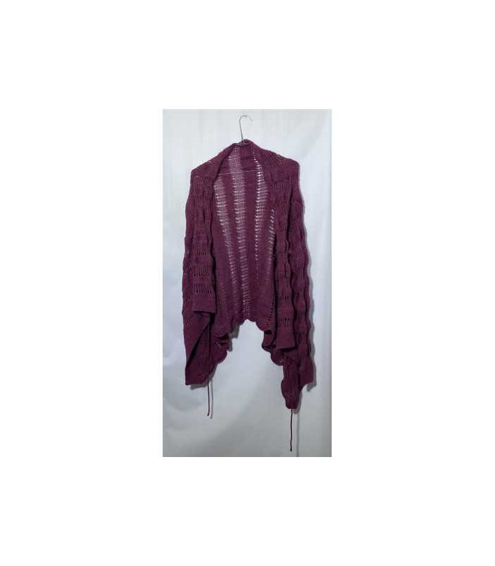 Pulover dama tricotat mov cu snur si maneca lunga