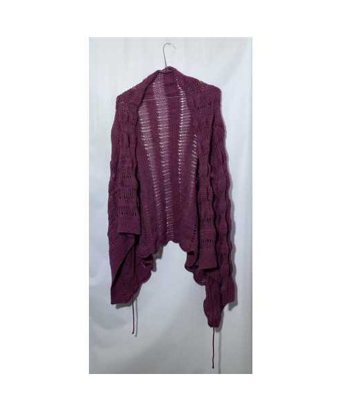 Pulover dama tricotat mov cu snur si maneca lunga