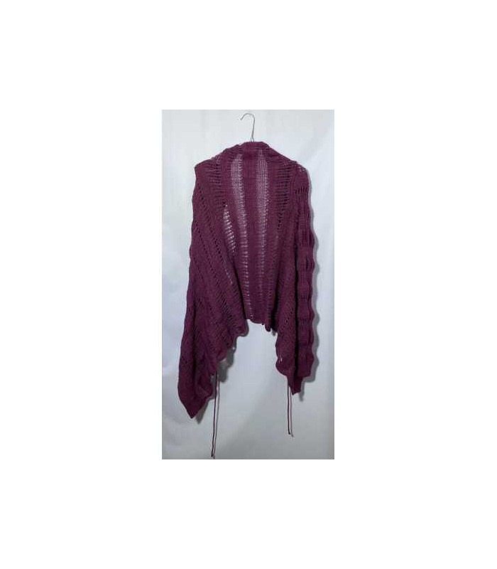 Pulover dama tricotat mov cu snur si maneca lunga