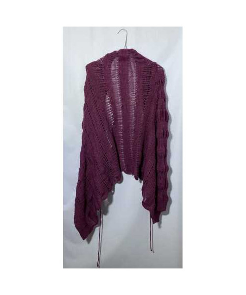 Pulover dama tricotat mov cu snur si maneca lunga