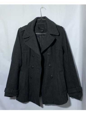 Palton scurt dama gri cu buzunare Amisu