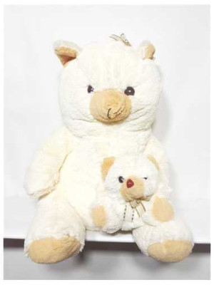 Ursulet de plus mare cu pui 46 cm