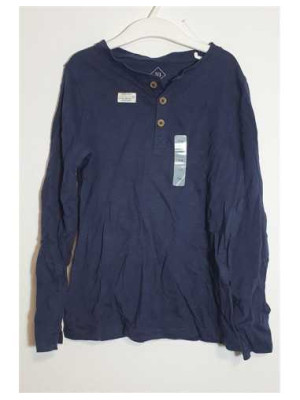 Bluza cu model Uni si decolteu henley TEX