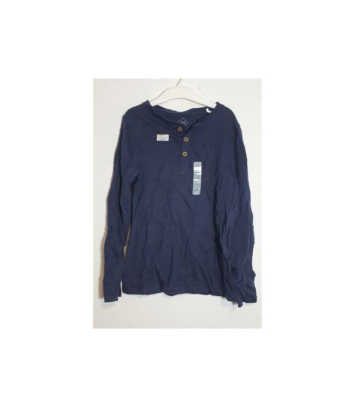 Bluza cu model Uni si decolteu henley TEX