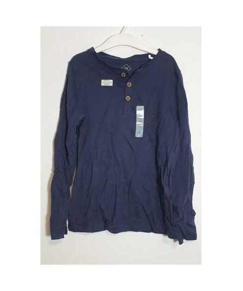 Bluza cu model Uni si decolteu henley TEX