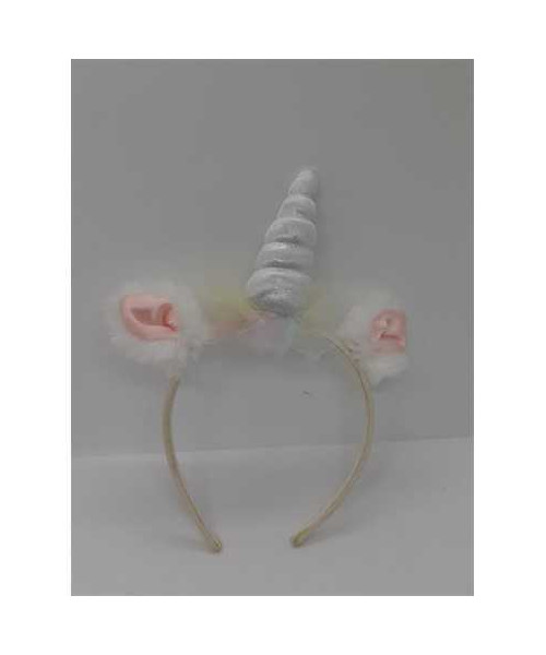 Bentita pentru fetite cu urechi pufoase si corn unicorn