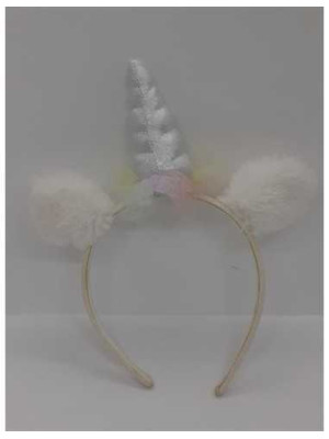 Bentita pentru fetite cu urechi pufoase si corn unicorn 2