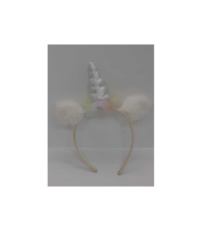 Bentita pentru fetite cu urechi pufoase si corn unicorn