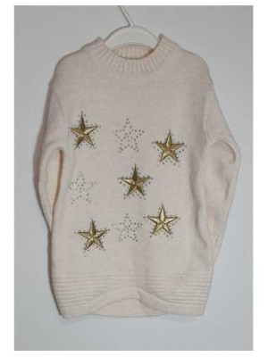 Pulover tricotat pentru fetite cu motive astrale KARAGOZ LIFE