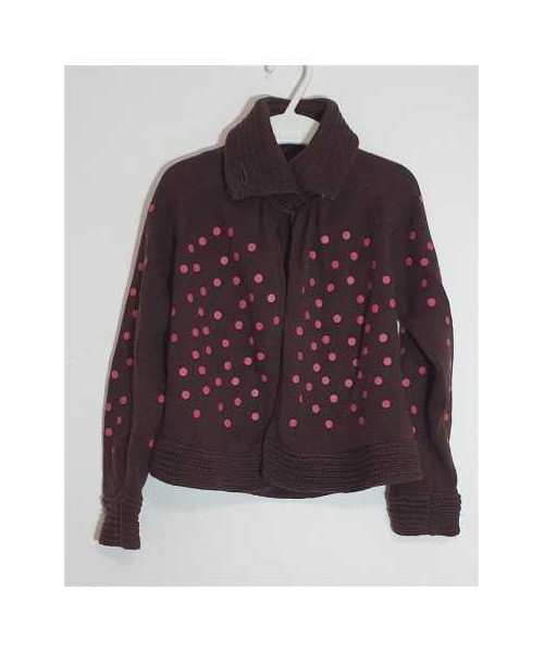 Pulover scurt in talie pentru fetite cu cerculete roz