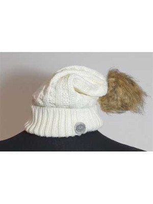 Caciula alba tricotata cu ciucure din blanita artificiala Eau Thermale Avene 2