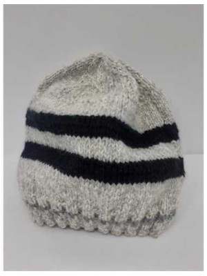 Caciula crosetata pentru copii culoare gri cu dungi 2