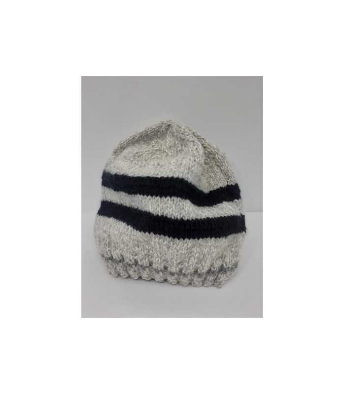 Caciula crosetata pentru copii culoare gri cu dungi