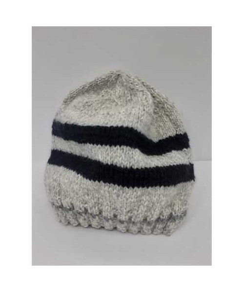 Caciula crosetata pentru copii culoare gri cu dungi