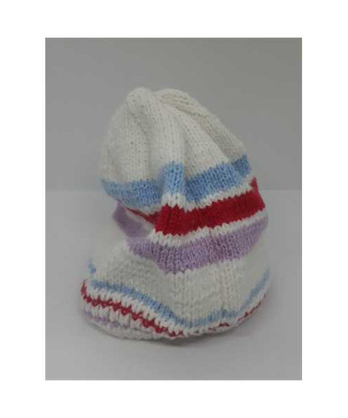 Caciula crosetata pentru fetite cu dungi multicolore