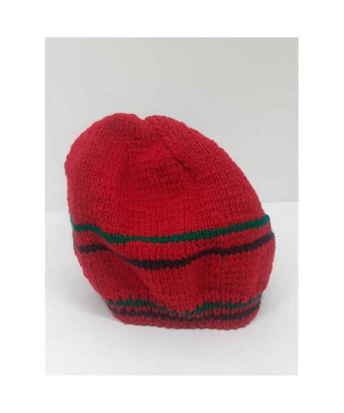 Caciula crosetata pentru fetite culoare rosu cu dungi