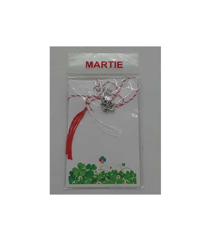 Martisor trifoi cu 4 foi din metal culoare argintiu